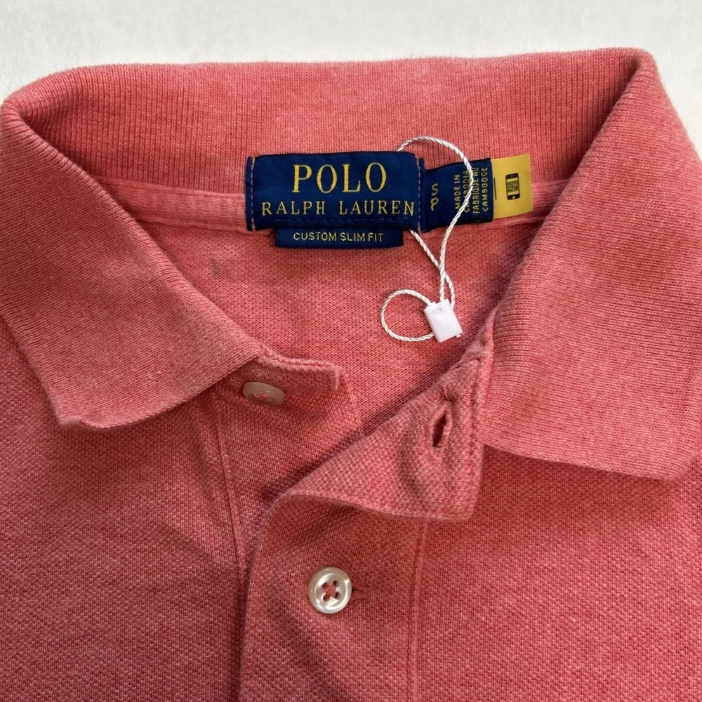 Polo Ralph Lauren Vintage Men's Coral Size Small Short Sleeve Polo Shirt
